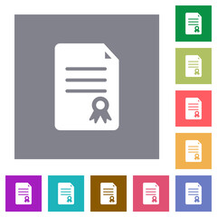 Sticker - Certificate document solid square flat icons