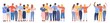 © ssstocker - Teamback friends. Vistas behind teamwork group, stand people back unity friends or partners hugging family together support friendship diverse team gang, swanky vector illustration