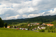 Zubrnice Railway Museum And Village With Old Houses In Northern Bohemia, Czech Republic