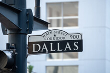Dallas Street Sign In Downtown Houston, Texas