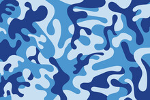 Camouflage Soldier Pattern Design Background. Clothing Style Army Blue Camo Repeat Print. Vector Illustration