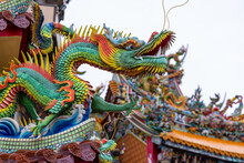 Asian Dragon On A Temple Roof