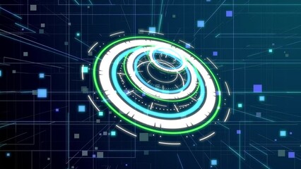Canvas Print - HUD hologram display in cyberspace matrix