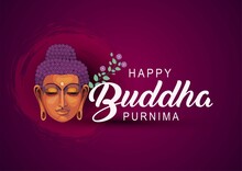Happy Vesak Day Budha Purnima With Dark Background Silhouette Vector Illustration Design