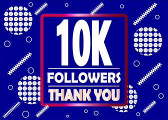 Wall Mural - Thank you 10000 followers celebration blue and white modern design