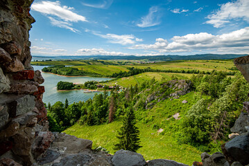 Wall Mural - Czorsztynskie Lake view from the Czorsztynie Castle, Poland.