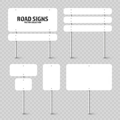 Wall Mural - various road, traffic signs. highway signboard on a chrome metal pole. blank white board with place 
