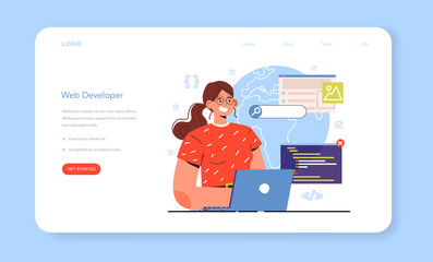 Wall Mural - diverse women in ai and stem concept. female web developer. website optimization