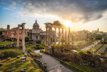 Roman Forum At Sunrise, Rome, Italy