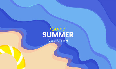 summer beach scenery illustration. vector background design