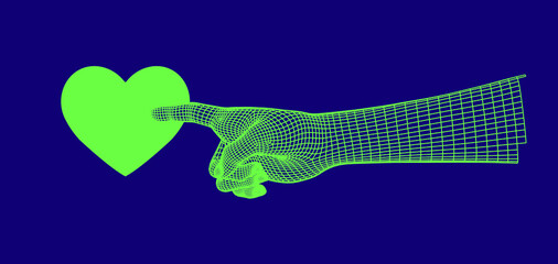 Aufkleber - 3D polygonal model of a hand with pointing gesture.