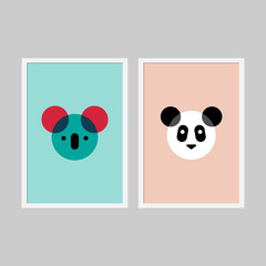 Wall Mural - Minimalist and colorful bear poster templates.