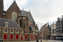 Amsterdam Netherlands On December 13, 2021, The Old Cathedral  Oude Kerk In The Red Light District Amsterdam
