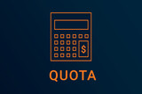Fototapeta  - quota  text. Calculator symbolizes economy. quota  logo on dark background. Illustration quota . Financial screensaver. Minimalist orange calculator