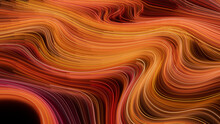 Abstract Neon Lines Background With Orange, Yellow And Red Curves. 3D Render.