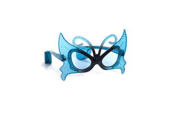 Funny extravagant party goggles on a white background.