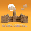 Mumbai central station 3D render in yellow background