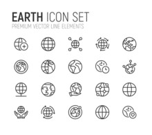 Simple Line Set Of Earth Icons.