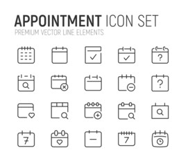 Wall Mural - Simple line set of appointment icons.