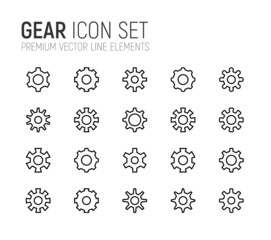 Poster - Simple line set of gear icons.