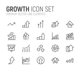 Sticker - Simple line set of growth icons.