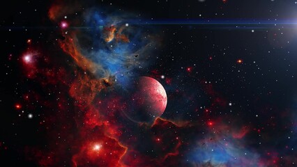 4k universe mysterious red planet in space