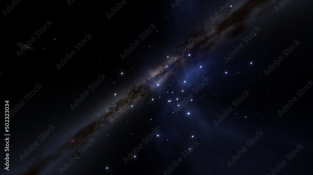 Cosmic nebula in space among stars and galaxies. Gas dust clouds nebula ...