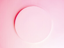 Pastel Pink Plaster Wall Decorated With Embossed Circles. Light Background Wallpaper For Feminine Concept.