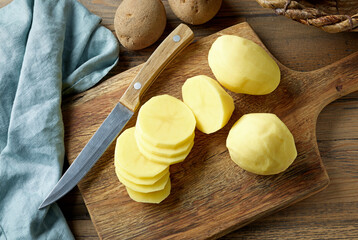 Poster - fresh raw peeled potatoes