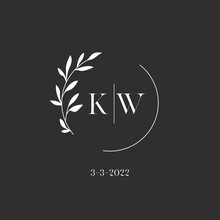 Letter KW Wedding Monogram Logo Design Template