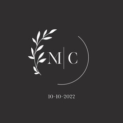 Letter MC wedding monogram logo design template