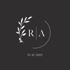 Letter RA wedding monogram logo design template