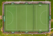 Aerial view directly above an outdoor hockey pitch