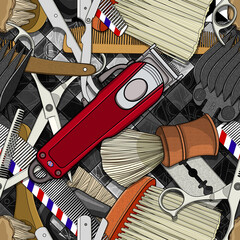 barber tools wall pattern illustration