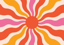 Sunburst Retro Vibes Graphic Print Groovy Background 60s 70s