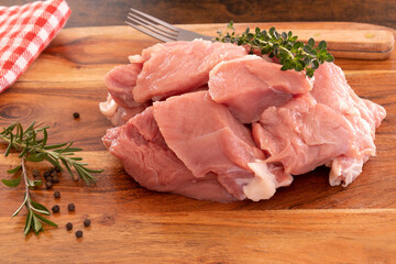 Wall Mural - piece of raw veal on a wooden board