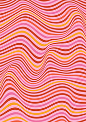Wall Mural - waves distortion retro vibes graphic print groovy background 60s 70s