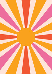 Wall Mural - sunburst, retro vibes graphic print groovy background 60s 70s