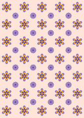 Wall Mural - flowers, retro vibes floral graphic print groovy background 60s 70s