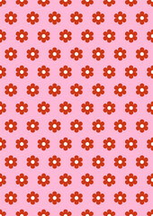 Wall Mural - flowers, retro vibes floral graphic print groovy background 60s 70s