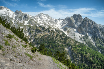 Wall Mural - Summer landscape of the Accursed Mountains near Theth village, Albania