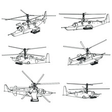 Turkish Attack Helicopter Isolated On White Background. Vector Military Machine. Military Vehicle Logotype.