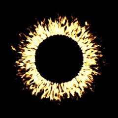 fire ring on black background. 3d illustration.