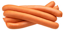 Hot Dog Sausage Isolated On White Background, Full Depth Of Field