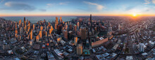 Panoramic Aerial View Of Chicago Downtown, Illinois, United States.