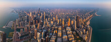 Panoramic Aerial View Of Chicago Downtown, Illinois, United States.