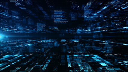 technology abstract background, digital cyberspace with numbers, technology digital big data network