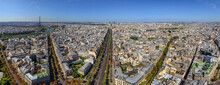 Panoramic Aerial View Of Paris Downtown From Charles De Gaulle, Paris, France.