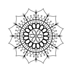 Hand drawn outline mandala art. Vector illustration isolated on a white background for coloring page, meditation, print and more.