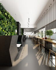 3d render of cafe restaurant bar interior